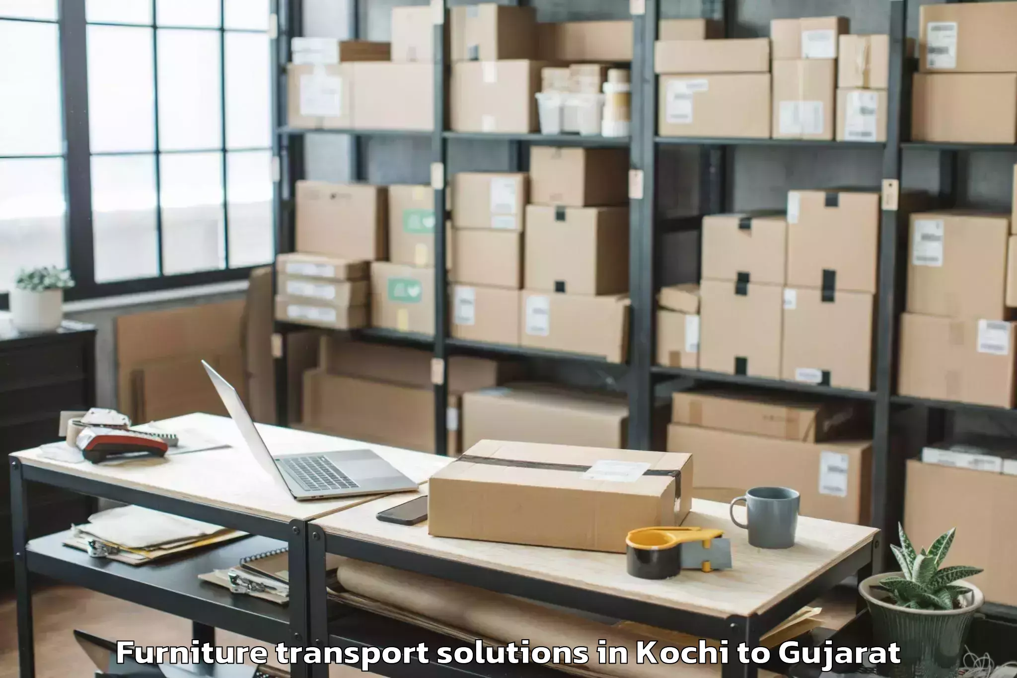 Book Kochi to Deendayal Port Trust Furniture Transport Solutions